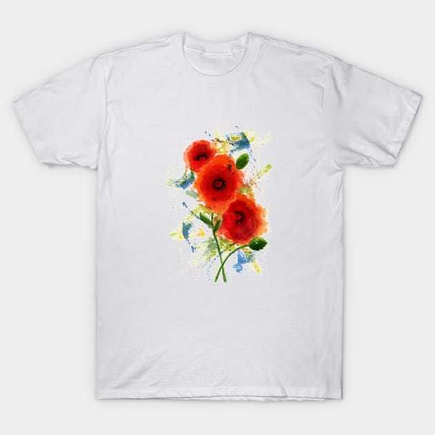 Poppies Watercolor Painting T-Shirt by MMcBuck